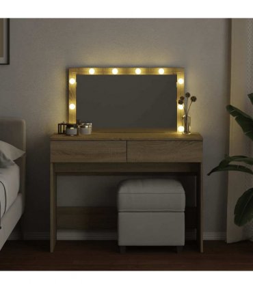 vidaXL Dressing Table with LED Sonoma Oak 100x40x120 cm
