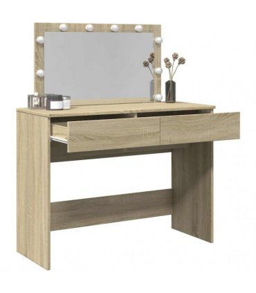 vidaXL Dressing Table with LED Sonoma Oak 100x40x120 cm
