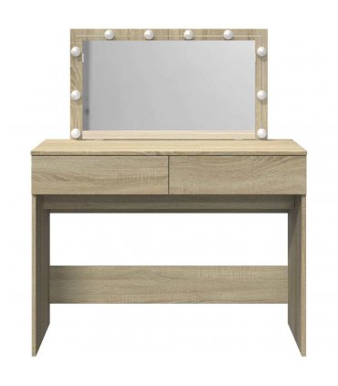 vidaXL Dressing Table with LED Sonoma Oak 100x40x120 cm