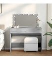 vidaXL Dressing Table with LED Grey Sonoma 100x40x120 cm