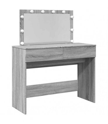 vidaXL Dressing Table with LED Grey Sonoma 100x40x120 cm