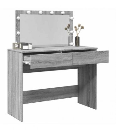 vidaXL Dressing Table with LED Grey Sonoma 100x40x120 cm
