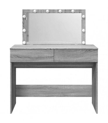 vidaXL Dressing Table with LED Grey Sonoma 100x40x120 cm