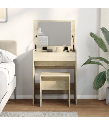 vidaXL Dressing Table and Stool Sonoma Oak 60x40x113.5 cm