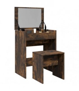 vidaXL Dressing Table and Stool Smoked Oak 60x40x113.5 cm