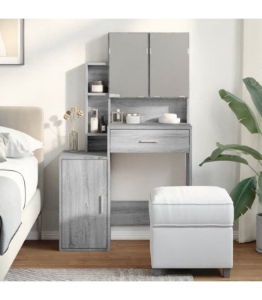 vidaXL Dressing Table with Cabinet Grey Sonoma 80x35x132 cm