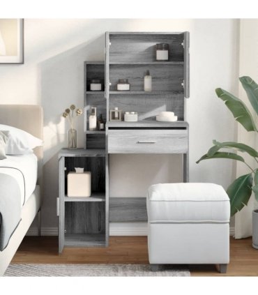 vidaXL Dressing Table with Cabinet Grey Sonoma 80x35x132 cm