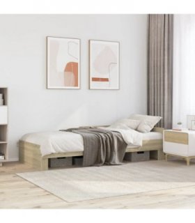 vidaXL Bed Frame without Mattress Sonoma Oak 90x200 cm Engineered Wood — Size: 90 x 200 cm — V0672051044
