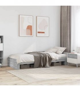 vidaXL Bed Frame without Mattress Grey Sonoma 90x200 cm Engineered Wood — Size: 90 x 200 cm