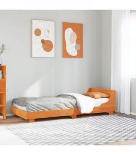 vidaXL Bed Frame without Mattress Wax Brown 90x200 cm Solid Wood Pine — Size: 90 x 200 cm — V0672051543