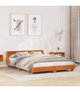 vidaXL Bed Frame without Mattress Wax Brown 120x200 cm Solid Wood Pine — Size: 120 x 200 cm — V0672051559