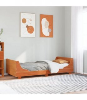 vidaXL Bed Frame without Mattress Wax Brown 90x200 cm Solid Wood Pine — Size: 90 x 200 cm — V0672051570