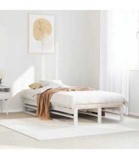 vidaXL Bed Frame without Mattress White 90x200 cm Solid Wood Pine — Size: 90 x 200 cm — V0672051599