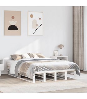 vidaXL Bed Frame without Mattress White 150x200 cm King Size Solid Wood Pine — Size: 150 x 200 cm — V0672051600