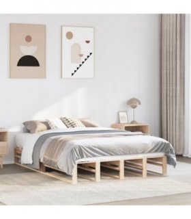 vidaXL Bed Frame without Mattress 160x200 cm Solid Wood Pine — Colour: natural, Size: 160 x 200 cm — V0672051602