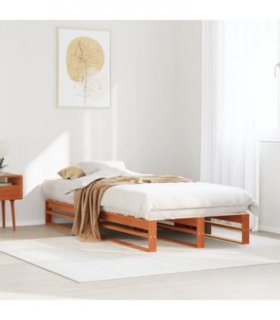vidaXL Bed Frame without Mattress Wax Brown 90x200 cm Solid Wood Pine — Size: 90 x 200 cm — V0672051611