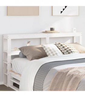 vidaXL Headboard with Shelves White 120 cm Solid Wood Pine — Size: 126 x 19 x 82 cm