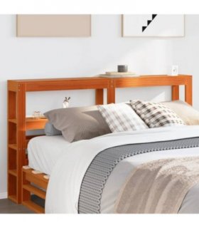 vidaXL Headboard with Shelves Wax Brown 120 cm Solid Wood Pine — Size: 126 x 19 x 82 cm