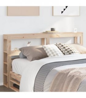 vidaXL Headboard with Shelves 120 cm Solid Wood Pine — Colour: natural, Size: 126 x 19 x 82 cm