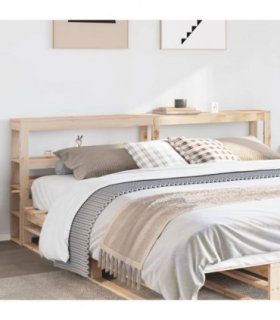 vidaXL Headboard with Shelves 180 cm Solid Wood Pine — Colour: natural, Size: 186 x 19 x 82 cm