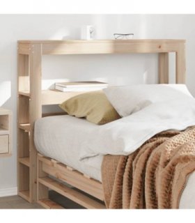 vidaXL Headboard with Shelves 75 cm Solid Wood Pine — Colour: natural, Size: 81 x 19 x 82 cm