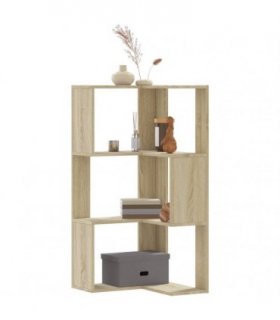 vidaXL Corner Bookcase 3-Tier Sonoma Oak 50x50x102 cm Engineered Wood