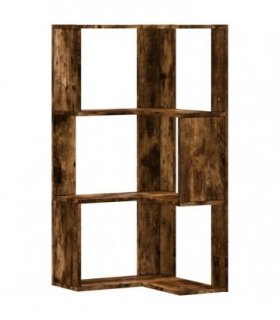 vidaXL Corner Bookcase 3-Tier Smoked Oak 50x50x102 cm Engineered Wood