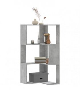 vidaXL Corner Bookcase 3-Tier Concrete Grey 50x50x102 cm Engineered Wood