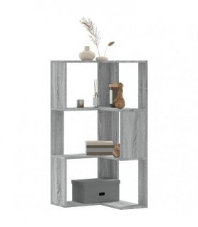 vidaXL Corner Bookcase 3-Tier Grey Sonoma 50x50x102 cm Engineered Wood