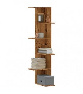vidaXL Wall Corner Shelf Old Wood 36.5x36.5x140 cm Engineered Wood