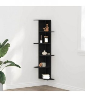 vidaXL Wall Corner Shelf with Shelf Black Oak 36.5 x 36.5 x140 cm