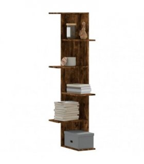 vidaXL Wall Corner Shelf Smoked Oak 36.5x36.5x140 cm Engineered Wood