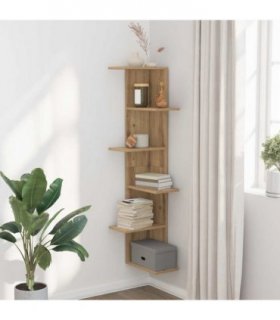 vidaXL Wall Corner Shelf Artisian Oak 36.5x36.5x140 cm Engineered Wood