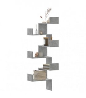 vidaXL Wall Corner Shelf Concrete Grey 45x45x147 cm Engineered Wood