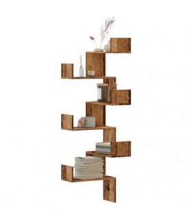 vidaXL Wall Corner Shelf Old Wood 45x45x147 cm Engineered Wood