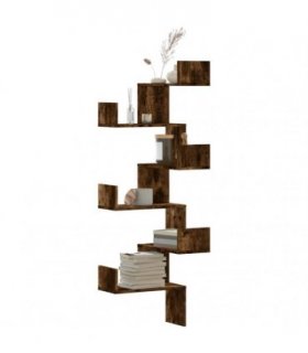 vidaXL Wall Corner Shelf Smoked Oak 45x45x147 cm Engineered Wood