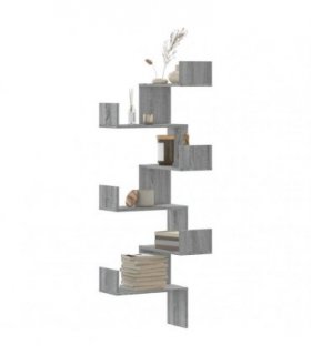 vidaXL Wall Corner Shelf Grey Sonoma 45x45x147 cm Engineered Wood