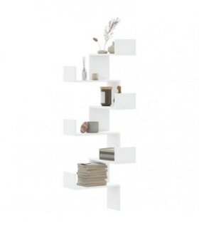 vidaXL Wall Corner Shelf White 45x45x147 cm Engineered Wood