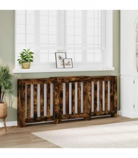 vidaXL Radiator Cover Smoked Oak 205x21.5x83.5 cm Engineered Wood — Size: 205 x 21.5 x 83.5 cm