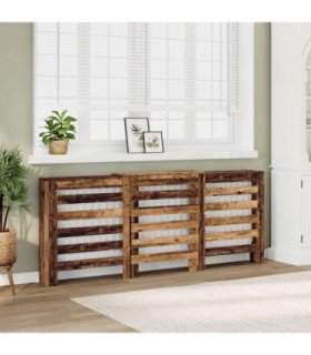 vidaXL Radiator Cover Old Wood 205x21.5x83.5 cm Engineered Wood — Size: 205 x 21.5 x 83.5 cm