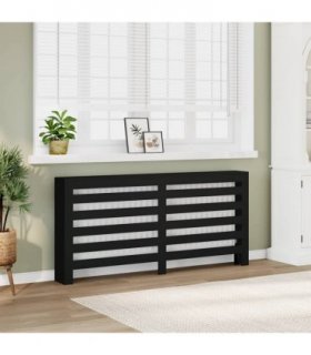 vidaXL Radiator Cover Black 175x20x82 cm Engineered Wood — Size: 175 x 20 x 82 cm
