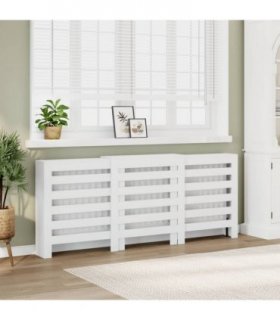 vidaXL Radiator Cover White 205x21.5x83.5 cm Engineered Wood — Size: 205 x 21.5 x 83.5 cm