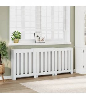 vidaXL Radiator Cover White 205x21.5x83.5 cm Engineered Wood — Size: 205 x 21.5 x 83.5 cm — V0672052452