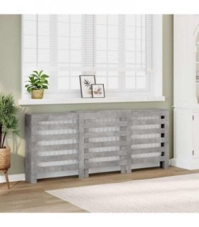 vidaXL Radiator Cover Concrete Grey 205x21.5x83.5 cm Engineered Wood — Size: 205 x 21.5 x 83.5 cm