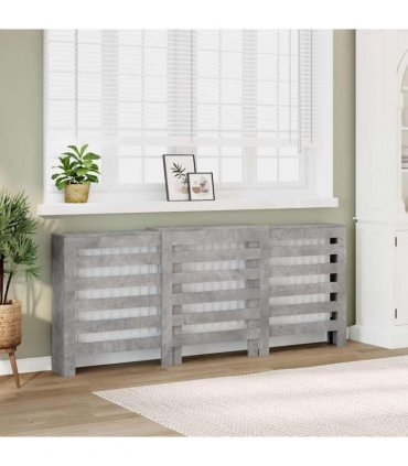 vidaXL Radiator Cover Concrete Grey 205x21.5x83.5 cm Engineered Wood — Size: 205 x 21.5 x 83.5 cm