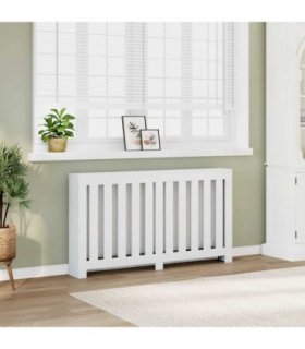 vidaXL Radiator Cover White 149x20x82 cm Engineered Wood — Size: 149 x 20 x 82 cm