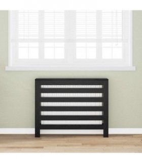 vidaXL Radiator Cover Black Oak 104 x 20 x 82 cm Engineered Wood — V0672052473