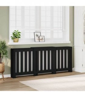 vidaXL Radiator Cover Black 205x21.5x83.5 cm Engineered Wood — Size: 205 x 21.5 x 83.5 cm — V0672052480