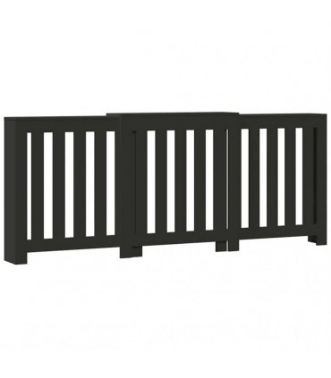 vidaXL Radiator Cover Black 205x21.5x83.5 cm Engineered Wood — Size: 205 x 21.5 x 83.5 cm — V0672052480
