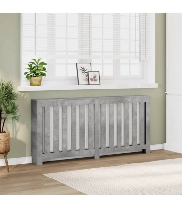 vidaXL Radiator Cover Concrete Grey 175x20x82 cm Engineered Wood — Size: 175 x 20 x 82 cm — V0672052489
